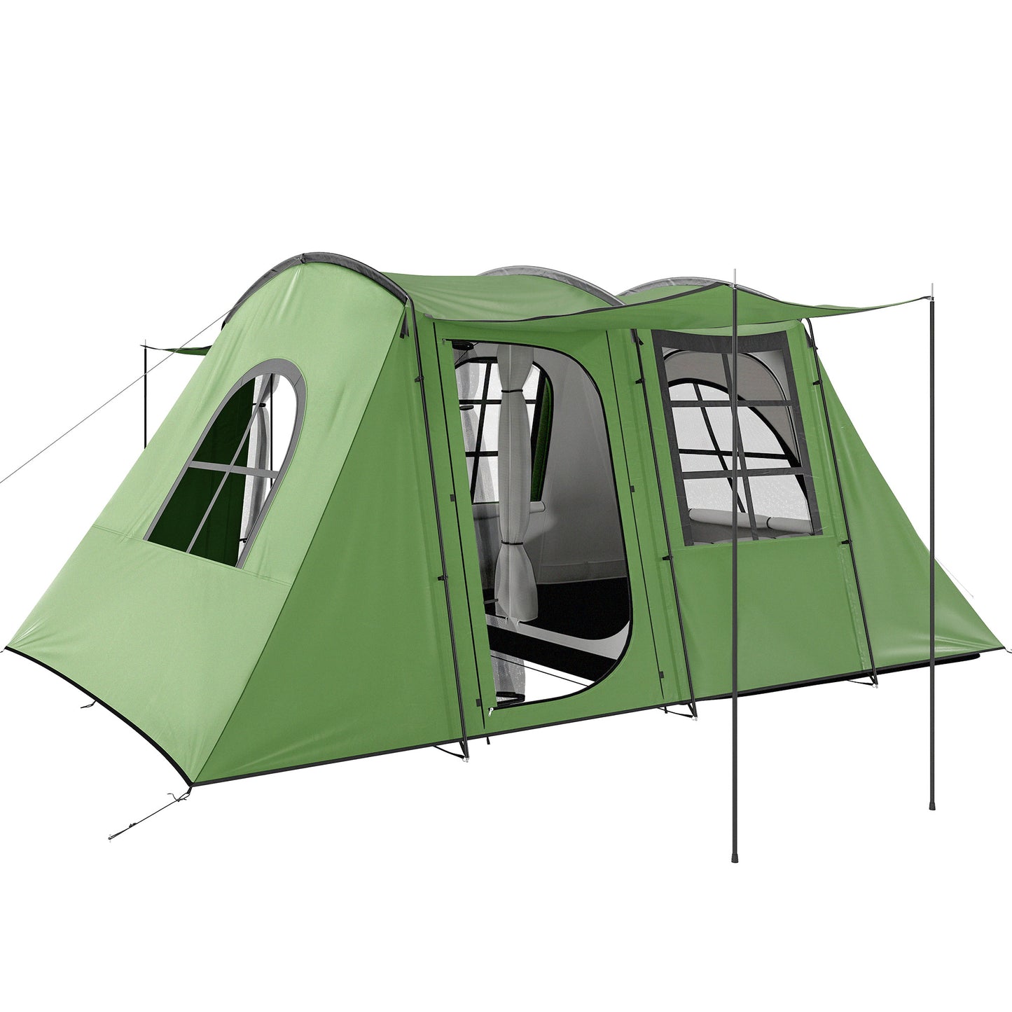 4 Man Tunnel Tent, Family Camping Tent with Porch, Bedroom and Living Area, Sewn in Groundsheet, 3000mm Waterproof