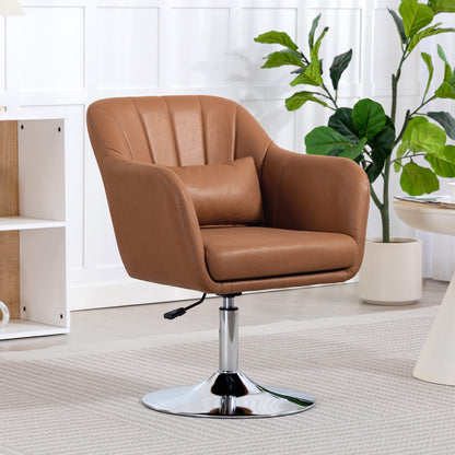 Swivel Accent Chair, Microfiber Cloth Tub Vanity Chair, Modern Armchair with Adjustable Height and Lumbar Support for Living