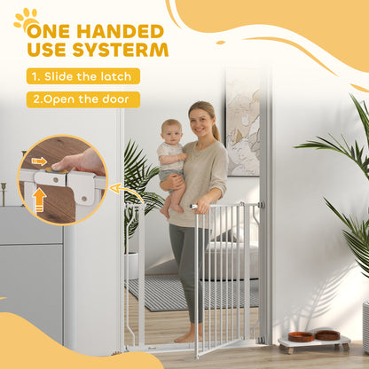 Extra Wide Dog Gate, with Door Pressure, for Doorways, Hallways, Staircases - White