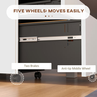 3-Drawer Vertical Filing Cabinet with Pencil Tray, Lock and 5 Wheels, Steel Mobile File Cabinet, for A4