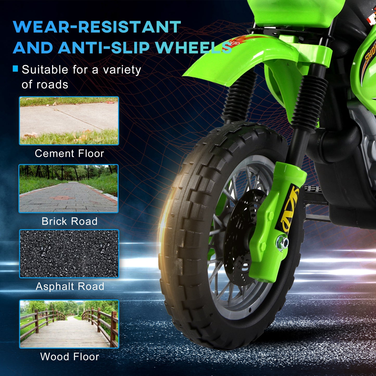Kids Electric Motorbike, 6V Battery Powered Ride on Motorcycle with Training Wheels, Start-up Button, Pedal