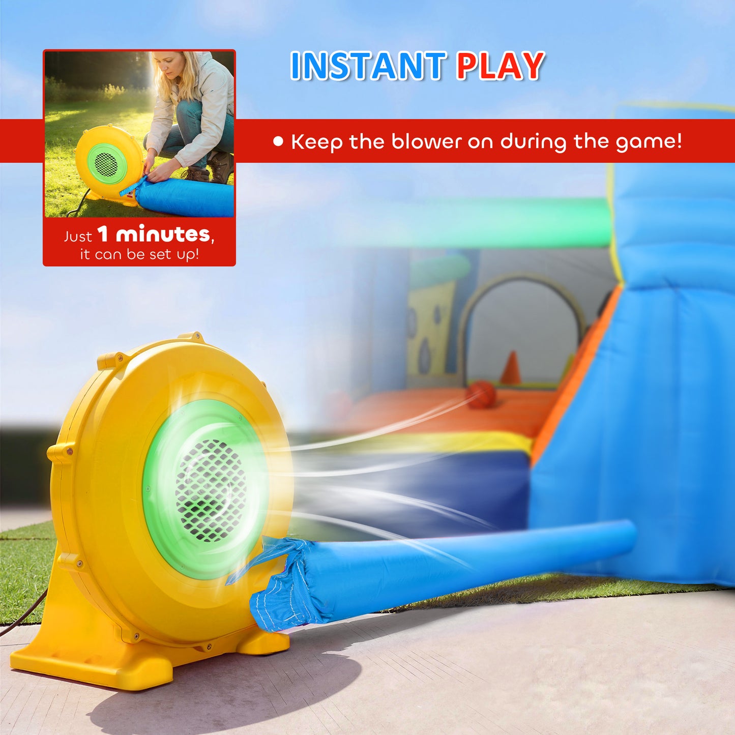 8 in 1 Bouncy Castle for Kids, Inflatable Bounce House with Slide, Pool (Ball Pit), Water Cannon for Indoor Outdoor