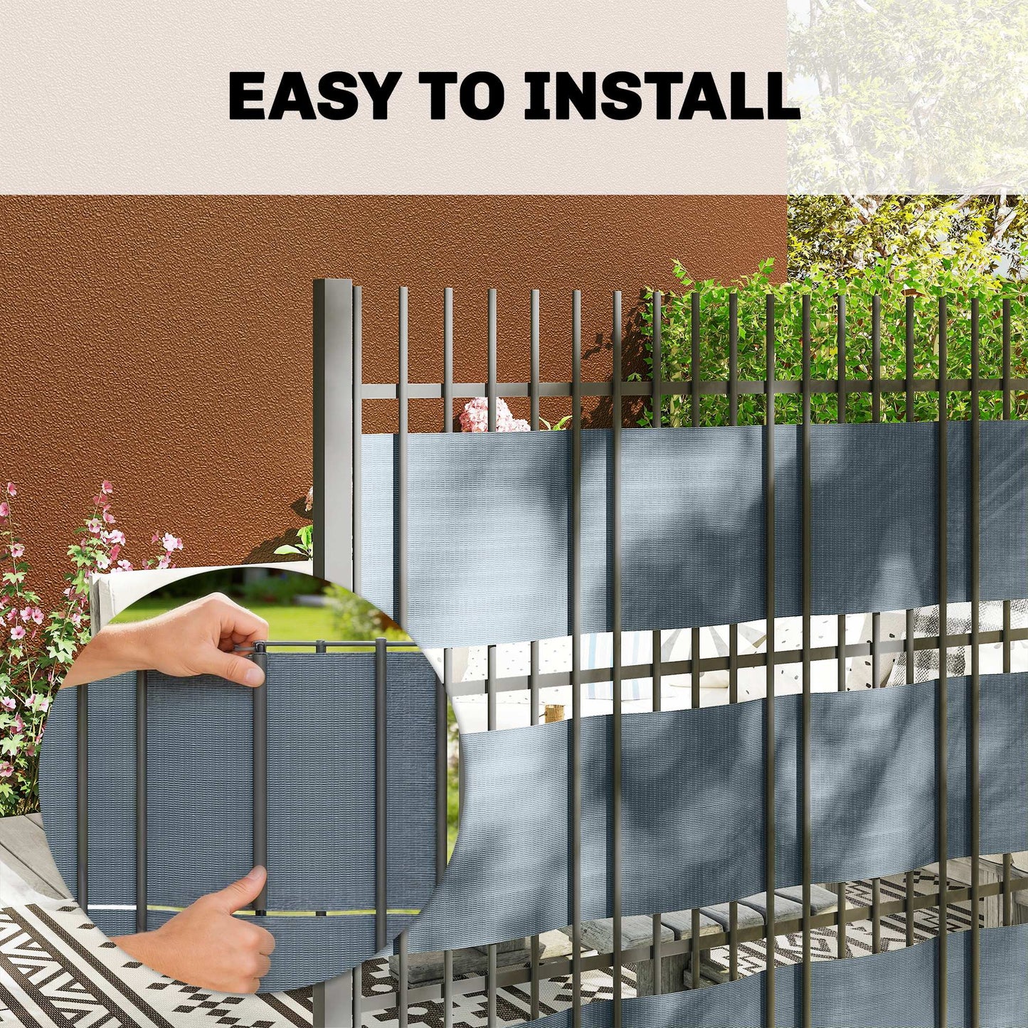 2Pcs Privacy Garden Screen Fence, UV Resistant Waterproof Windbreak Fencing, 70mx19cm, Grey