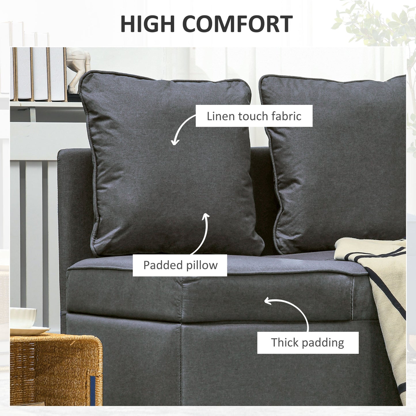 Convertible Single Sofa Bed, 3-in-1 Multi-Functional Sleeper Chair Bed with Magazine Pocket, Grey