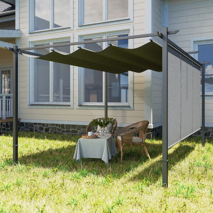 3 x 4m Metal Pergola with Retractable Roof and Roller Shade, Free Standing Garden Gazebo Canopy Pergola Kit