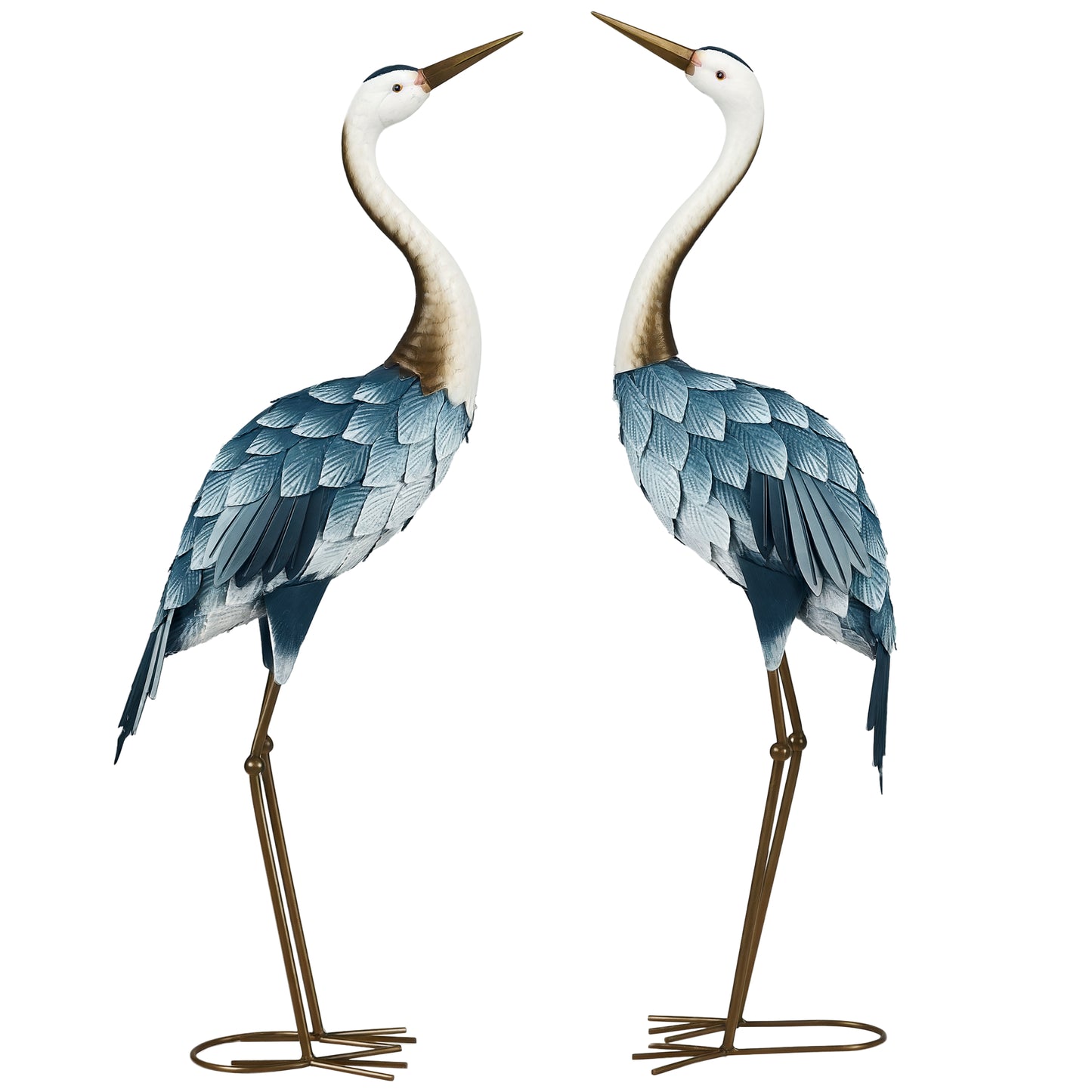 Crane Garden Ornaments, 2 PCS Steel Garden Statue Set Gifts