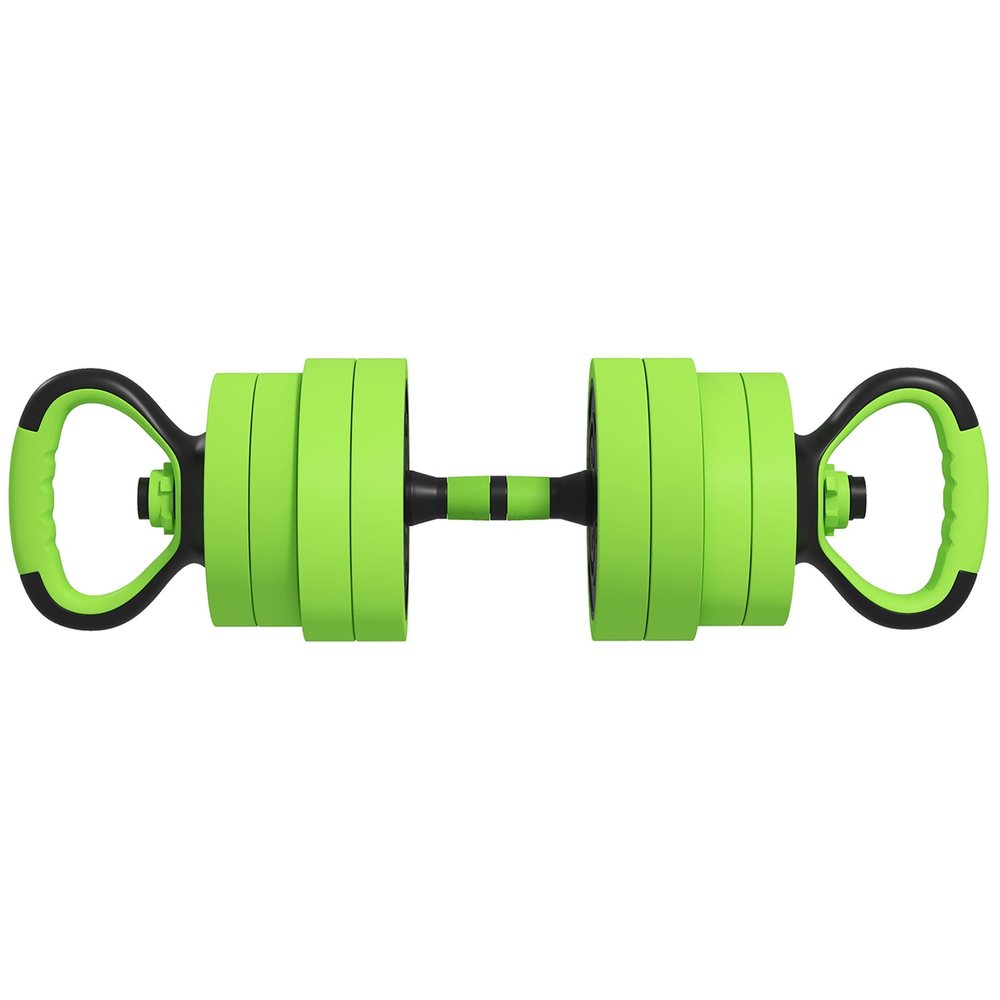 20kg 6-In-One Adjustable Weight Dumbbells Set, Barbell, Kettlebell, Push Up Stand - Green