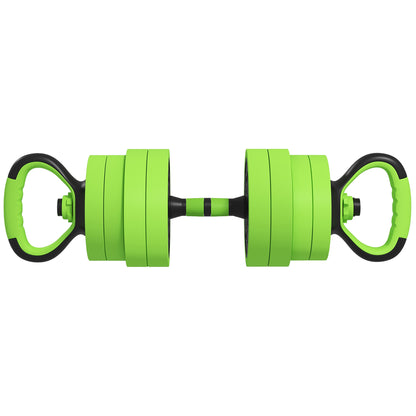 20kg 6-In-One Adjustable Weight Dumbbells Set, Barbell, Kettlebell, Push Up Stand - Green