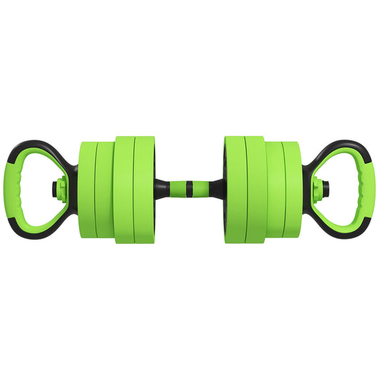 20kg 6-In-One Adjustable Weight Dumbbells Set, Barbell, Kettlebell, Push Up Stand - Green