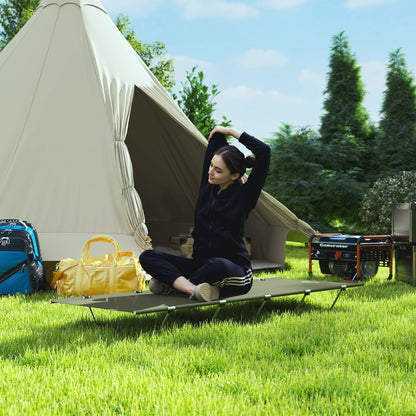 Lightweight Camping Bed, Aluminium Portable Camp Cot w/ Strong Support 150kg and Carry Bag for Camping, Dark Green