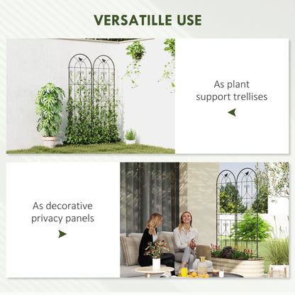 Set of 2 Garden Trellis, Metal Fence Panels for Climbing Outdoor Plants, Flowers, 180 x 50cm