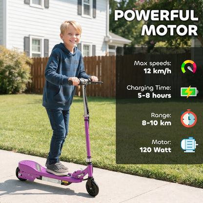 Foldable Electric Kids Scooter, Ride-on for Ages 7-14 Years, Purple