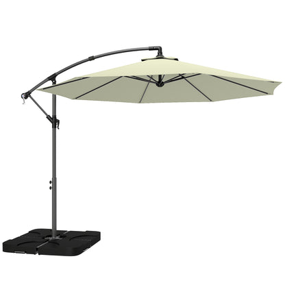 3m Overhanging Parasol, with Base, Weights and Cover - Beige