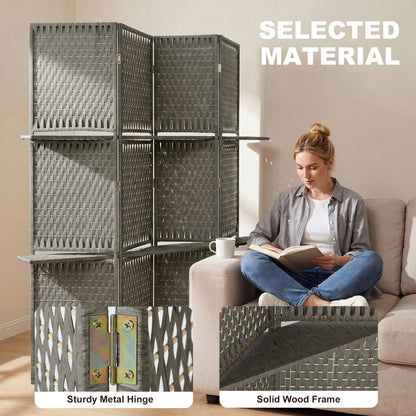 Wave Fibre Freestanding Folding Privacy Screen Panels, Room Divider, Grey
