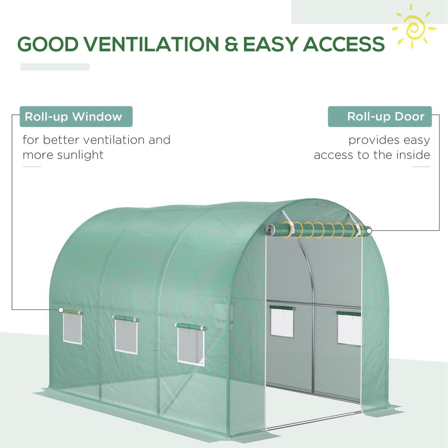 3 x 2 x 2m Greenhouse Replacement Cover ONLY Winter Garden Plant PE Cover for Tunnel Walk-in Greenhouse with Roll-up Windows