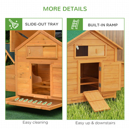 Wooden Chicken Coop with Nesting Boxes, Tray, for 2-4 Chickens, Yellow