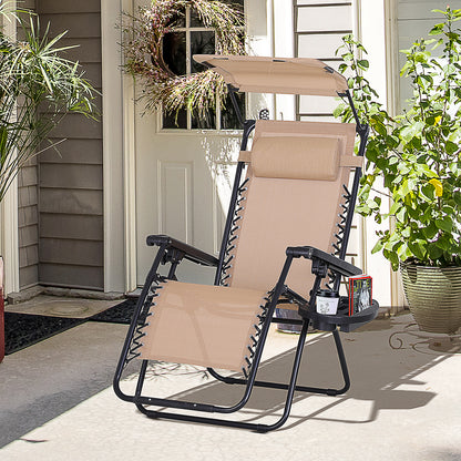 Foldable Reclining Garden Chair with Headrest, Zero Gravity Deck Sun Lounger Seat Chair with Footrest, Armrest
