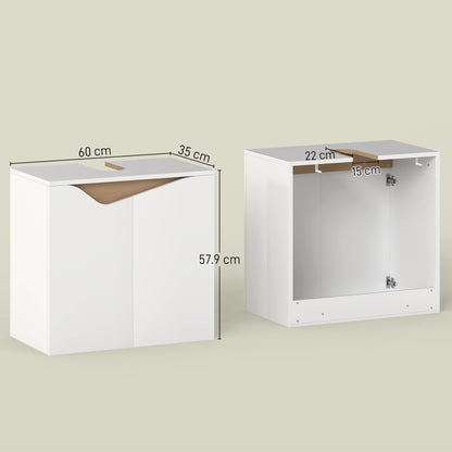 Under Sink Bathroom Cabinet, Bathroom Storage Cabinet with Soft-Close Doors, for Basin without Pedestal, White