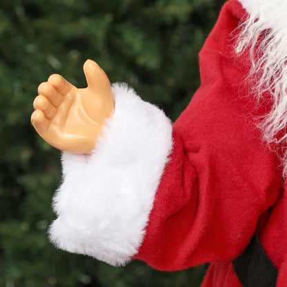 Life Size Santa Claus Christmas Decoration, Voice-Activated with Twinkling LED Lights, Red