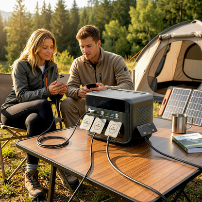 Portable Power Station with LiFePO4 Battery, 1.5H Fast Charge, Camping Power Pack with 600W AC/USB-A & USB-C Output