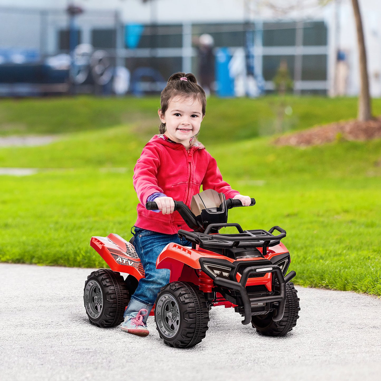 6V Kids Electric Ride on Car Toddlers Quad Bike All Terrain Vehicle Toy With Music for 18-36 months Red