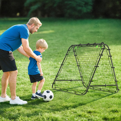 Double Sided Football Rebounder Net, Football Rebound Goal with Five Adjustable Angles, Black