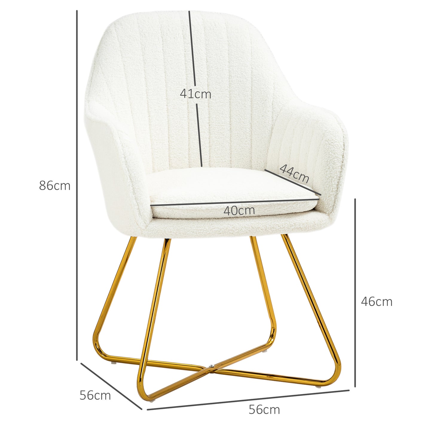 Set of Two Boucle Dining Chairs - Cream