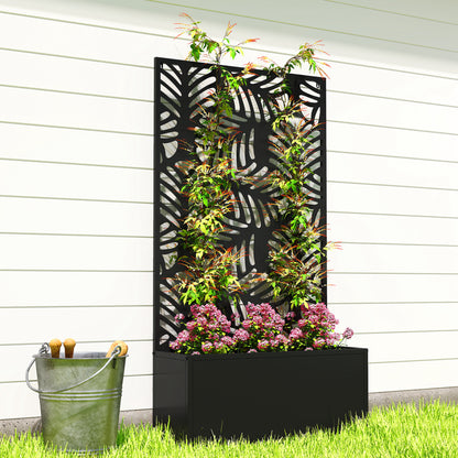 Metal Garden Bed for Garden with Trellis, Wall Mounted or Freestanding Raised Planter with Privacy Screen