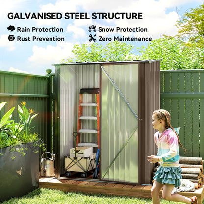 5.3 x 3.1ft Corrugated Steel Garden Shed - Brown
