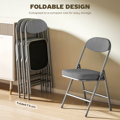 Set of Four Folding Corduroy Seat Chairs - Grey