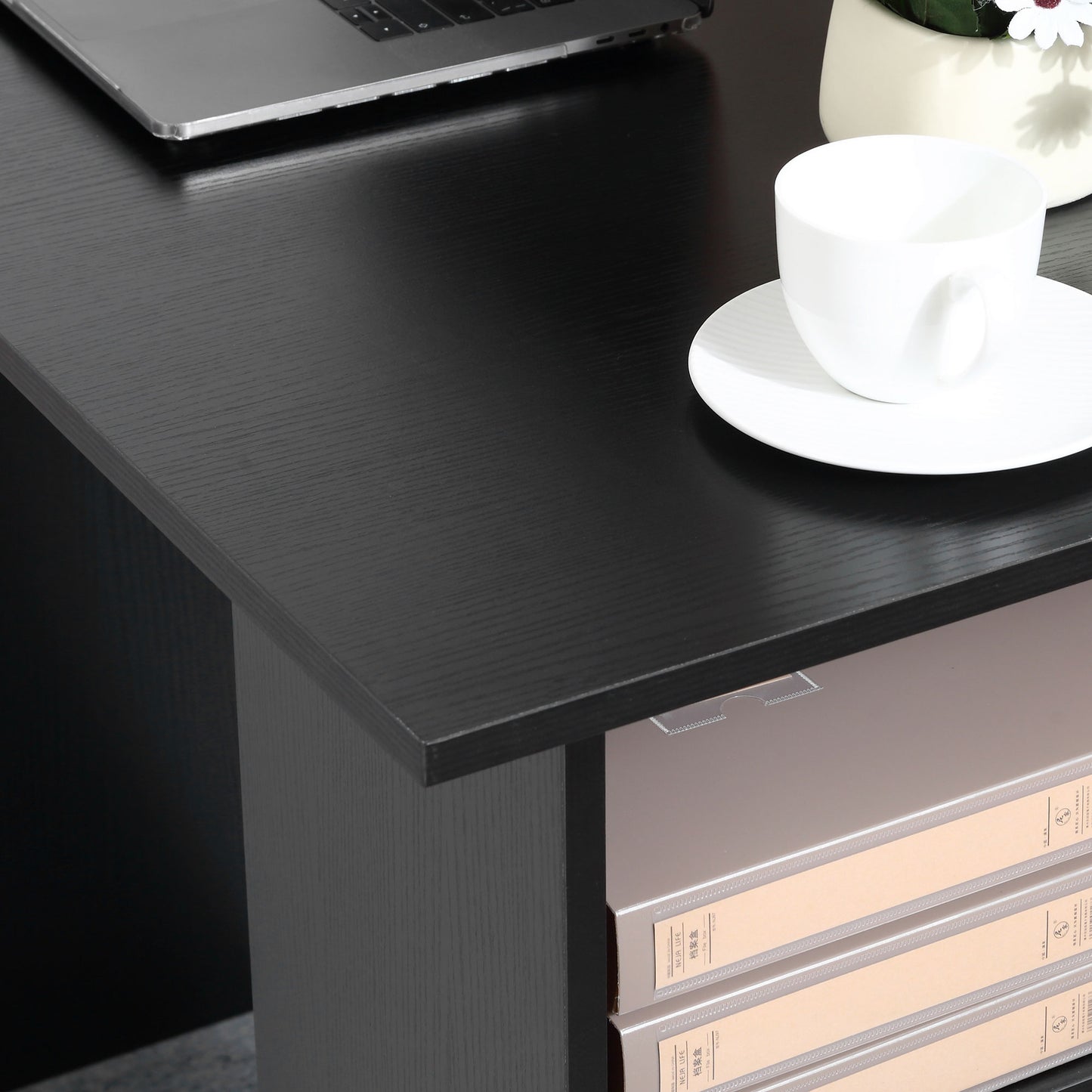 Computer Desk with Drawers, Home Office Desk, Writing Table, PC Workstation with 3 Storage Shelves for Working, Study