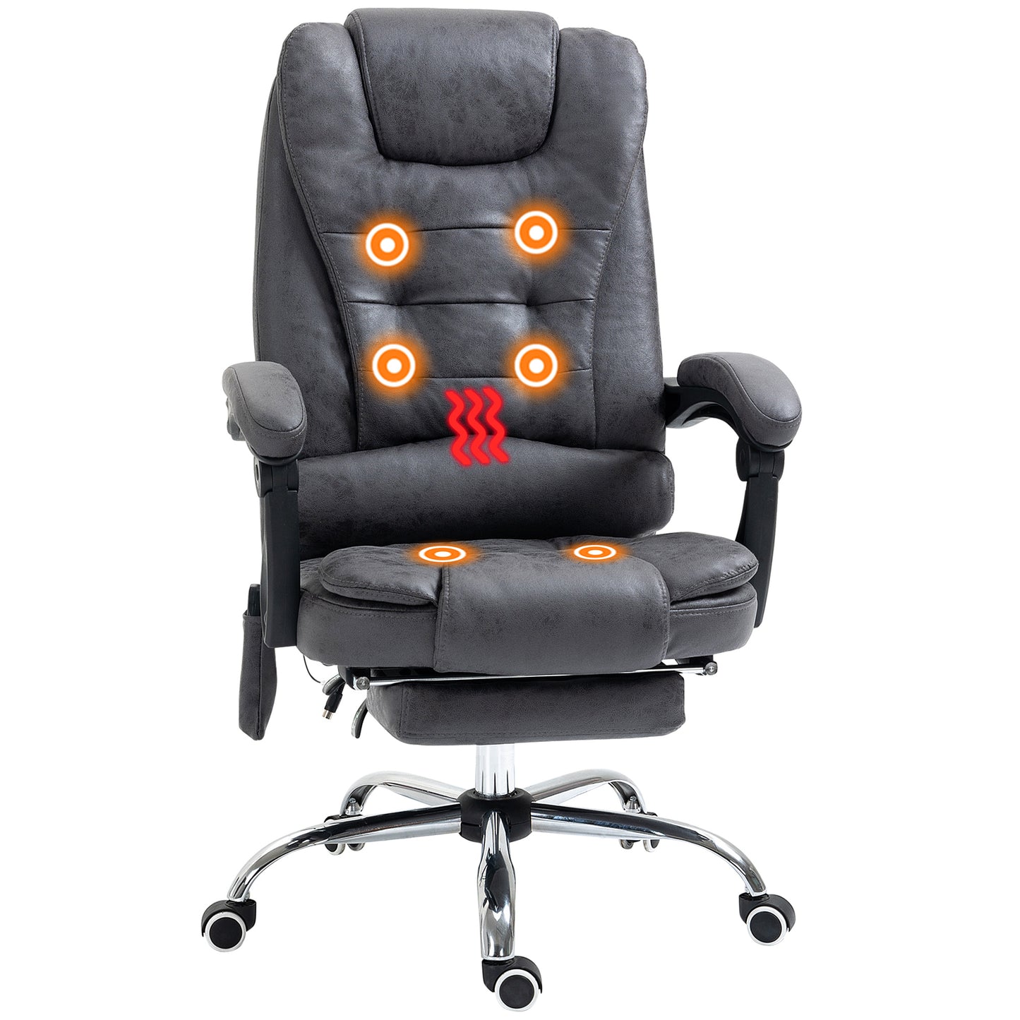 Heated 6 Points Vibration Massage Executive Office Chair Adjustable Swivel Ergonomic High Back Desk Chair Recliner with Footr