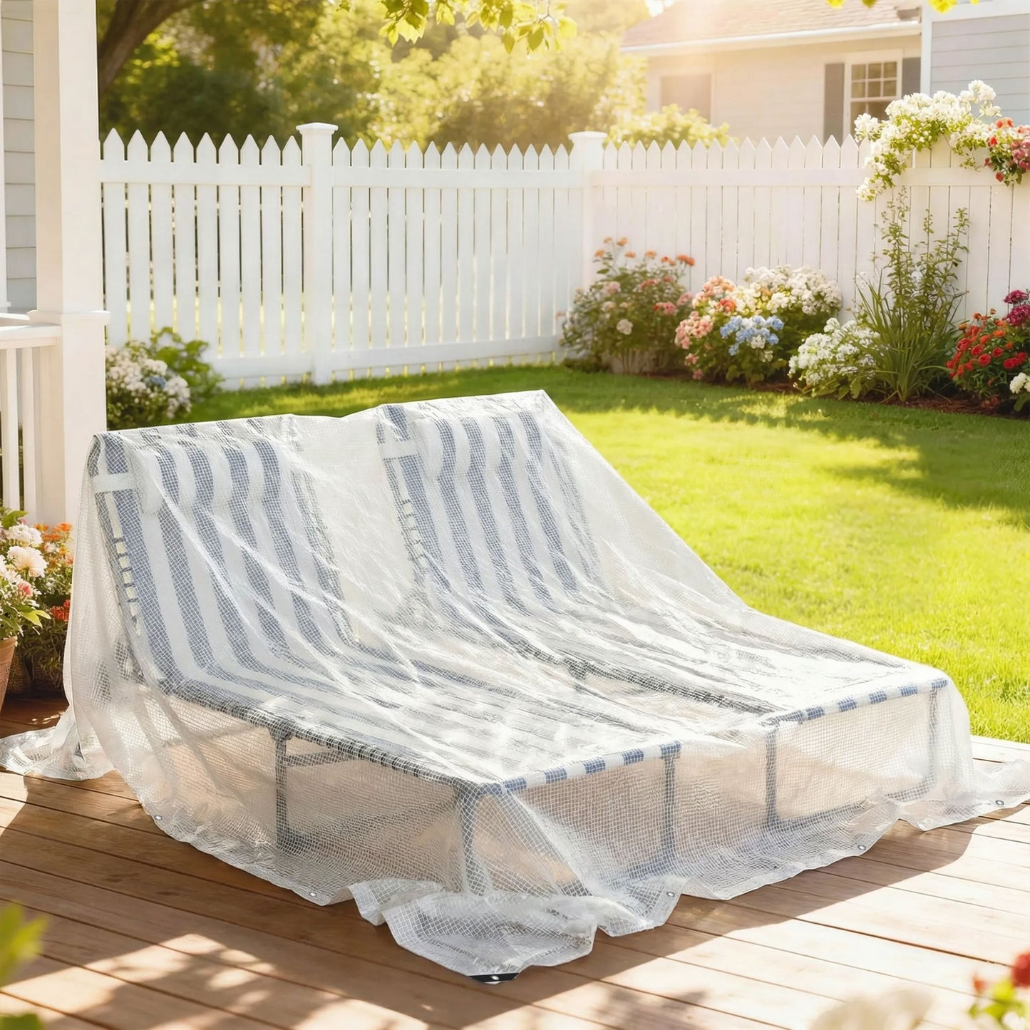 3 x 5m Waterproof Tarpaulin, Heavy Duty 140GSM Tear-Resistant PE Tarp with Reinforced Grommets, UV Protected Cover