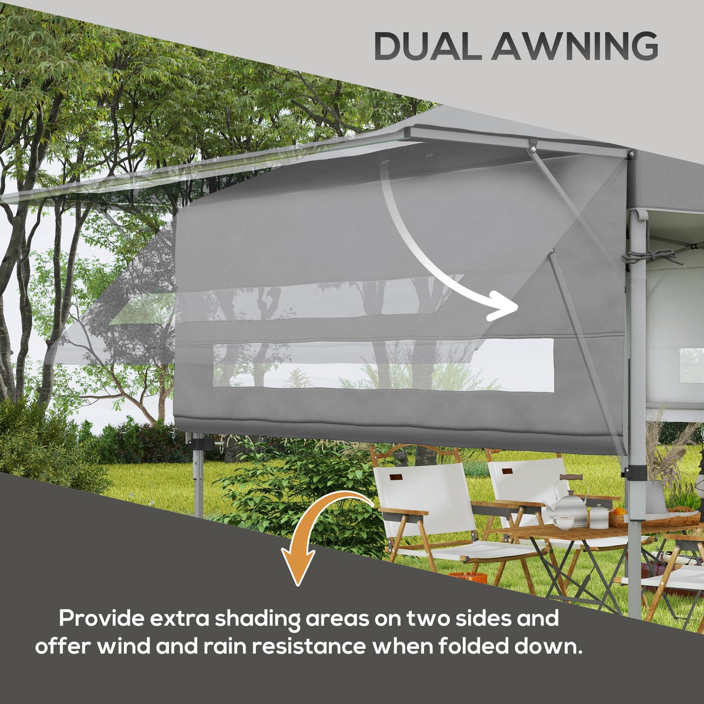 3 x 3m Height Adjustable Pop-Up Gazebo, with Accessories - Grey