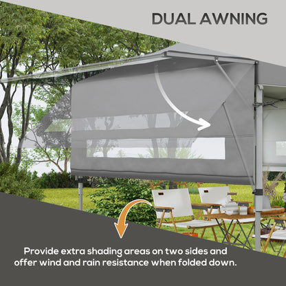 3 x 3m Height Adjustable Pop-Up Gazebo, with Accessories - Grey