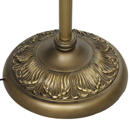 Tiffany-Style Floor Lamp with Handcrafted Stained Glass Shade, 152cm Tall Vintage Standing Lamp, Bronze Tone and Green