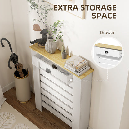95.5H x 78Wcm Radiator Cover, with Drawer - White