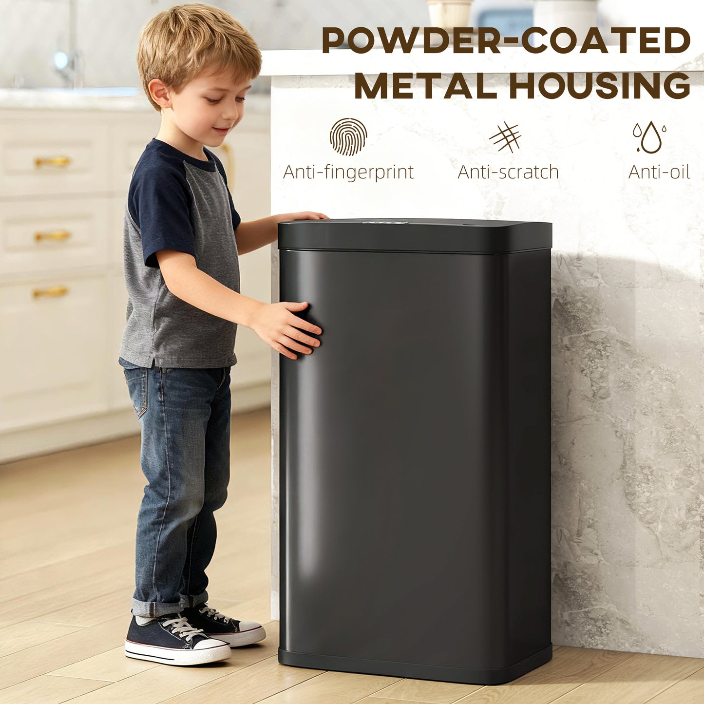 45L Kitchen Sensor Bin - Black