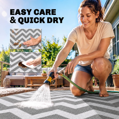 Outdoor Rug Reversible Mat Plastic Straw Rug Portable RV Camping Mat for Garden Deck Picnic Indoor, 121 x 182 cm (4 x 6 ft)
