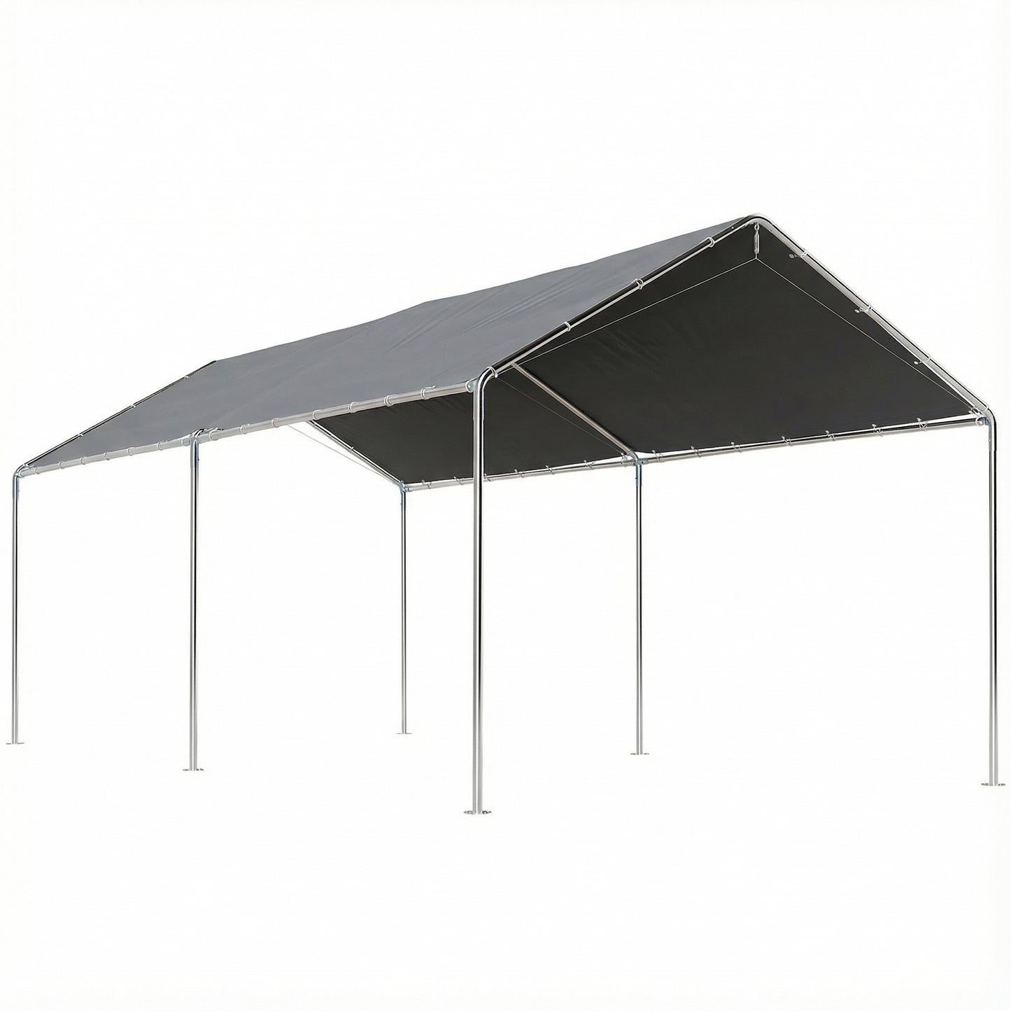 3 x 6m Heavy Duty Carport Garage Car Shelter Galvanized Steel Outdoor Open Canopy Tent Water UV Resistant Waterproof, Grey