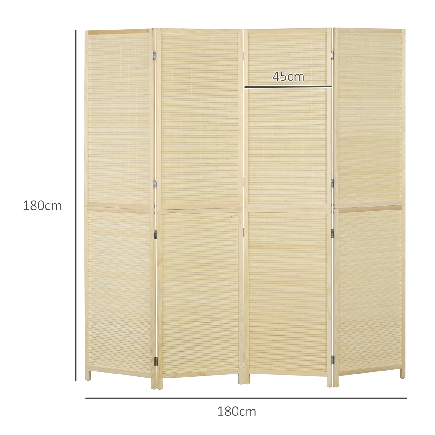 Room Divider, Freestanding Privacy Screen, 4 Panel Folding, 180 x 180cm, Natural