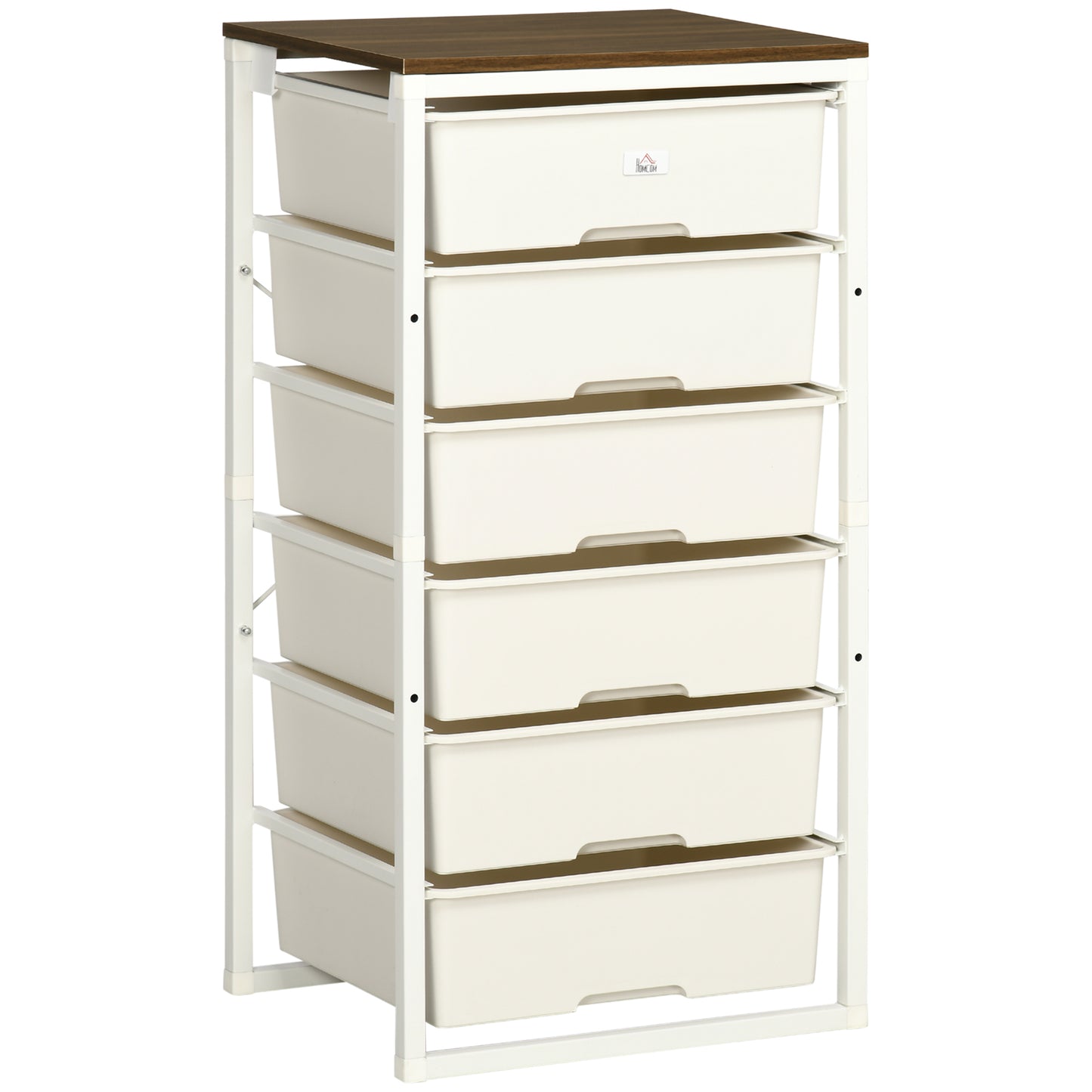 Bedroom Chest of Drawers, 6-Drawer Dresser, Tall Storage Drawer Unit with Steel Frame for Living Room, White