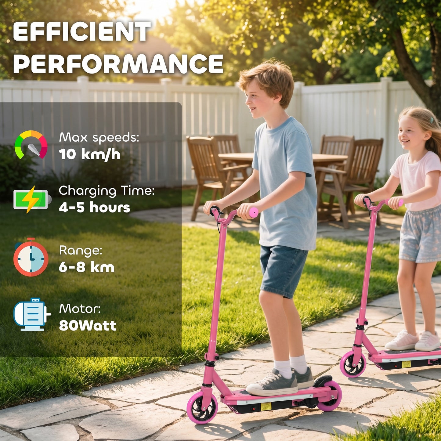 Electric Scooter for Kids 6-14 Years, with Colourful Lights, Pink