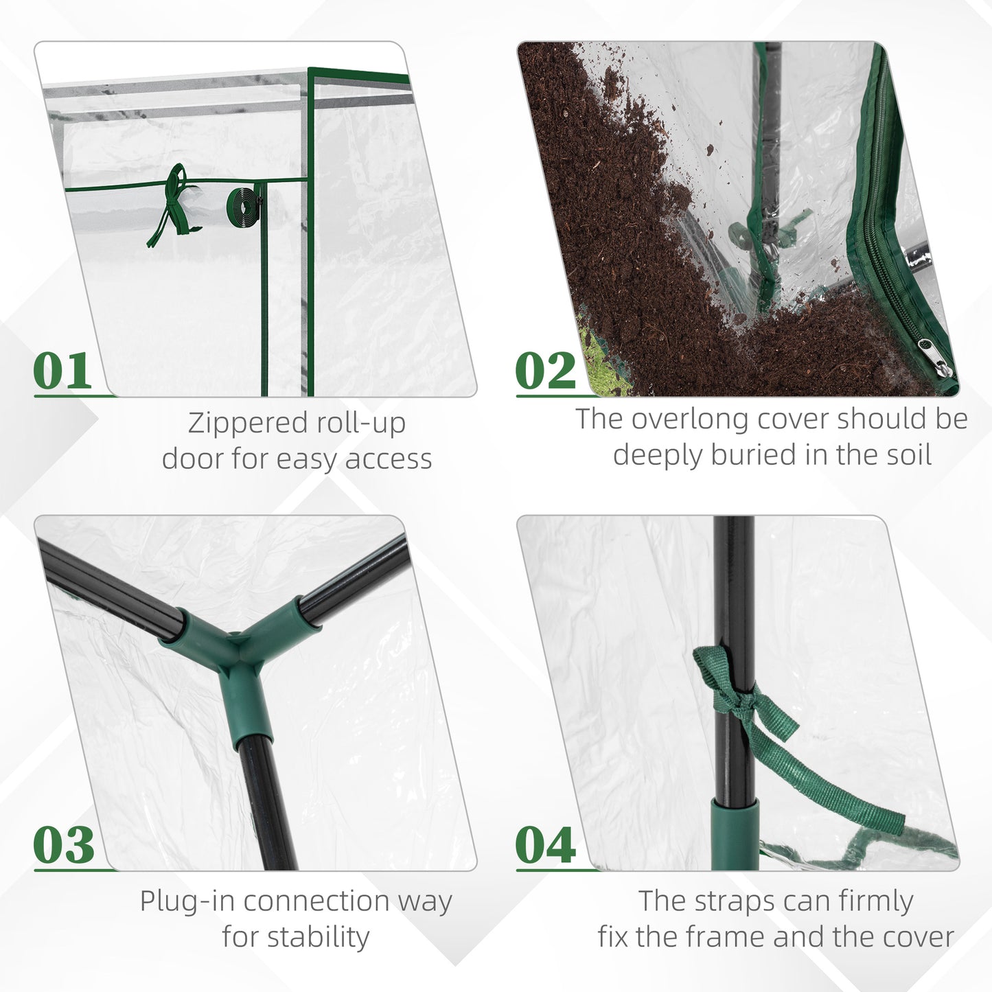 Tomato Greenhouse with Roll-up Door, Mini Greenhouse with PVC Cover, Outdoor Grow House Small Green House for Yard, Balcony