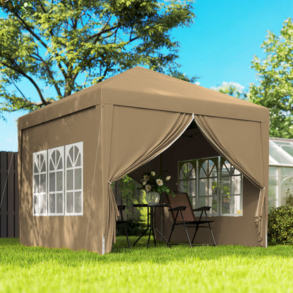 3x3(m) Pop-Up Gazebo, with Curtain Walls and Windows, Khaki