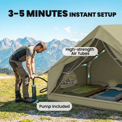 Inflatable Tent Waterproof for Camping Blow Up Tent with Pump Carry Bag for 2-4 Person