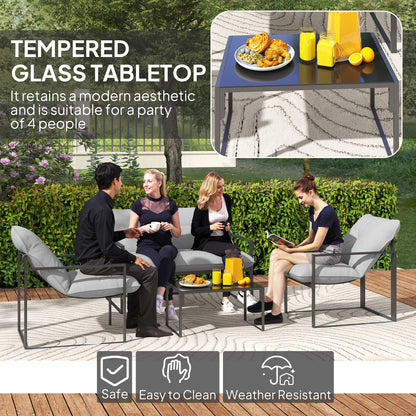 Four-Piece Relaxed Back Garden Dining Set - Black/Light Grey