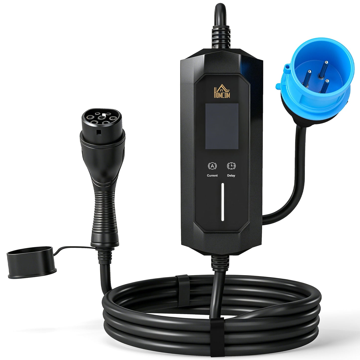 EV Charger 7kW Type 2 to CEE 32A Plug with UK Adapter, 10 m, 6-32A, Electric Car Charger w/ 1-12 h Time Delay