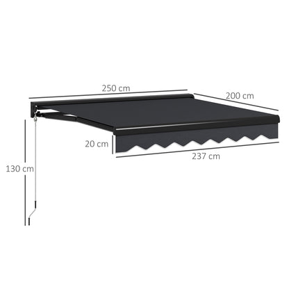 2 x 2.5m Electric Awning, with LED Light Strips - Grey