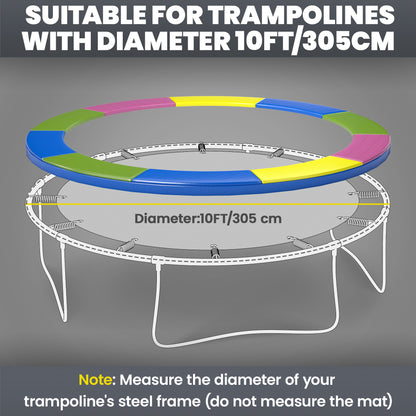 10FT Trampoline Spring Cover, Plastic Trampoline Pad Replacement with Elastic Cord, Waterproof
